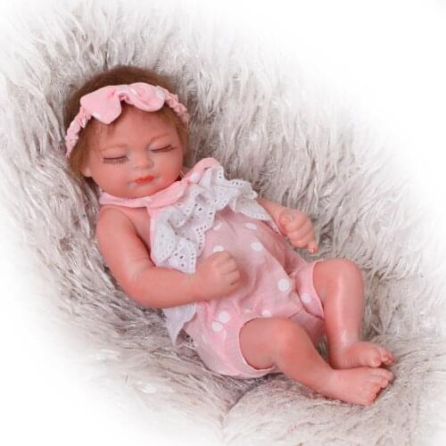 Vivid Mini 27cm Sleeping Reborn Baby Girl Full Silicone Vinyl Body Dolls Babies Toy Red Skin Toddler 11'' For Kids Birthday Gift