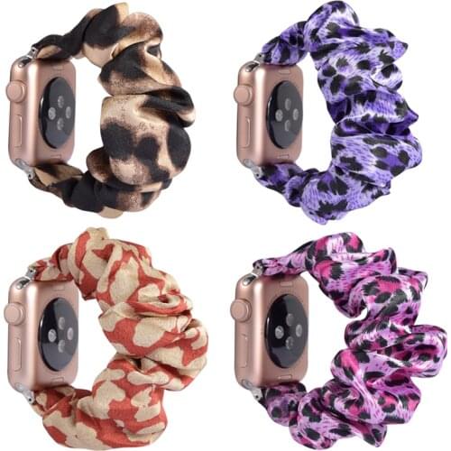 Portable Elastic Watch Strap for Apple Watch Band Series 5 4 3 2 1 38mm 40mm 42mm 44mm Scrunchie Printing Silk Watch Band