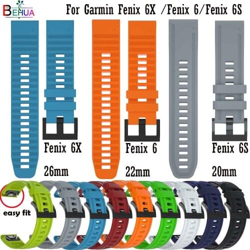 BEHAU Silicone Sport WtchStrap For Garmin Fenix 6X / Fenix 6 / 6S 5X 3 3HR 945 935 SmartWatch Quick Release Easyfit WristStrap