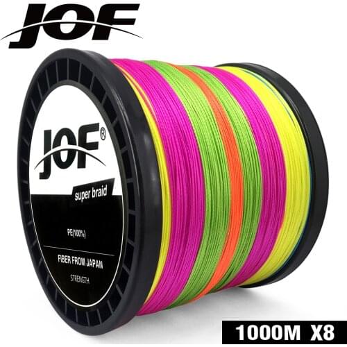 2019 JOF Fishing 8 Strands 100M 150M 300M 500M 1000M PE Braided Fishing Line Saltwater Weave Carp Fishing Cord Pesca Wire