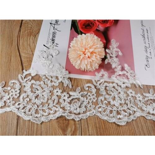1Y/16CM Wide This White Wedding Dress Head Ornament DIY Material Curtain Hand - Made Embroidery Lace Fabric Clothing
