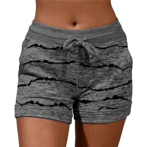 Women High Waist Shorts Summer Shorts Beach Fashion Casual Shorts Striped Quick Drying Drawstring Pockets Sport Shorts New
