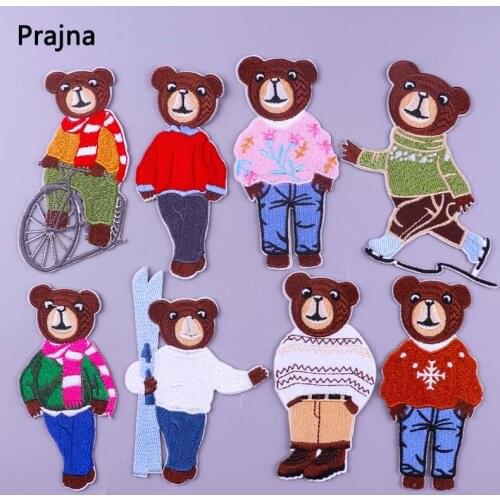 Prajna Cartoon Bear Sew on Patches For Clothing Thermoadhesive Patches Cute Self-adhesive Patch Embroideried Patches on Clothes