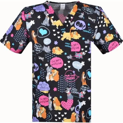 Vet uniforms print Unisex for men and women scrub UNIFORM scrub top 100% cotton SCRUB uniforms size rang S-6XL