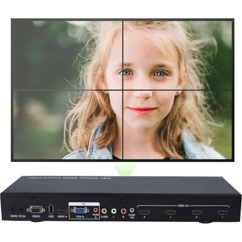 Video Wall Controller 2x2 3x3 Max 10x10 support IR RS232 Control 180 degree rotation USB VGA AV HDMI compliant DVI in Projector