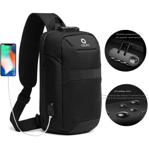 Xiaomi Password Lock Anti-Theft Waterproof Sling Backpack Crossbody Shoulder Bags USB Chest Bag Travel Sports Riding Pack