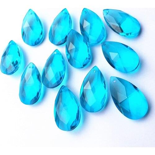 Top Quality 38mm 60pcs/lot Aqua Crystal Faceted Lighting Parts Glass Nice Chandelier Water Drop Pendants For Curtain Accessories