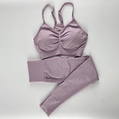 Women Seamless Yoga Set Sports Clothing Sportswear Yoga Bra Pants Long Seeve Top High Waist Running Leggings Workout Clothing