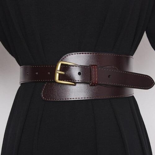 Women Wide Belt Stretch Elastic Genuine Leather Waist Belt Female Retro Denim Strap Designer Ladies Belts for Dresses Cinturones