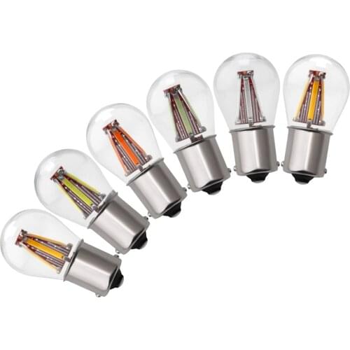 10PCS 1156 P21W BA15S 1157 BAY15D COB LED Filament Chip Car Brake Lights Auto Reverse Bulb Parking Lamp 12V Red White Yellow