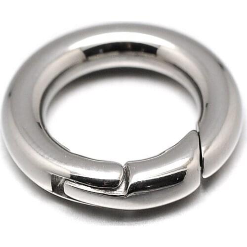 10Pcs 304 Stainless Steel Key Clasps Ring Stainless Steel Color, 18x3mm