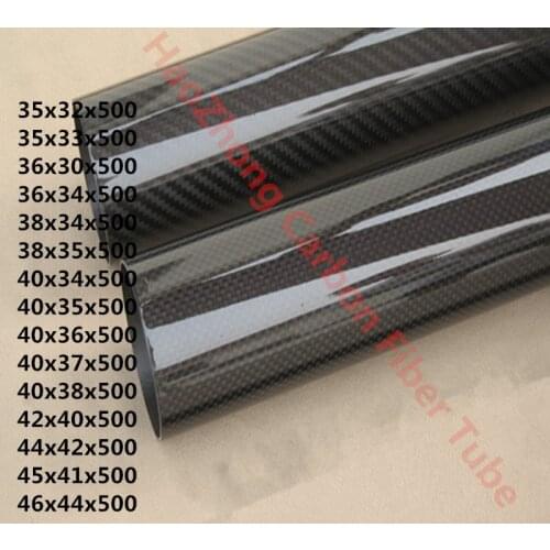 2pcs 3k Carbon Fiber Tube 35mm 36mm 38mm 40mm 42mm 44mm 45mm 46mm X500mm Roll Wrapped Pipe/Pole Light Weight, High Strength