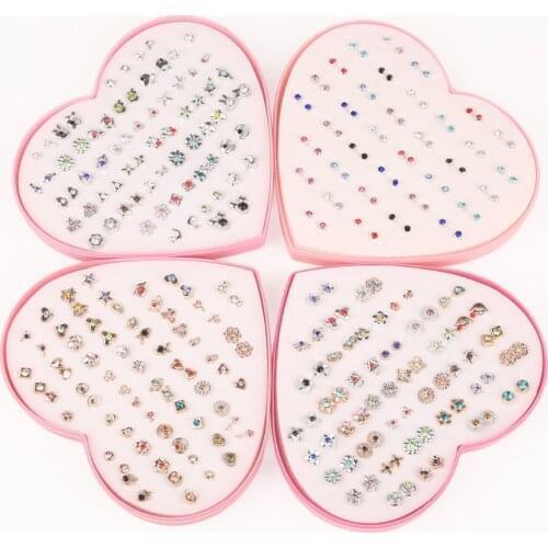 36 Pairs Mixed Styles Earrings Set Rhinestone Crystal Geometric Stud Earrings For Women Girl Wedding Christmas Gifts Jewelry