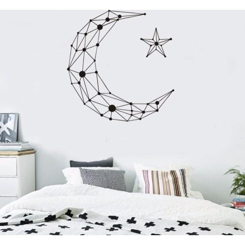 3D Creative Geometric Star Moon Vinyl Wall Sticker Home Decor Living Room Bedroom Art Removable Wallpaper Decals YY082