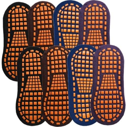 8 Pairs Trampoline Socks Grip Socks Non-Skid Indoor Silicone Rubber Bottom Cotton Socks Workout Athletic Socks