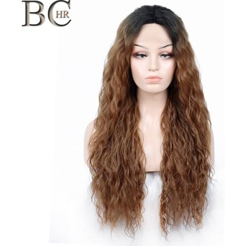 BCHR Ombre 13*4 Lace Front Wig Kinky Curly Blonde Synthetic Wigs For Women Heat Resistant Fiber