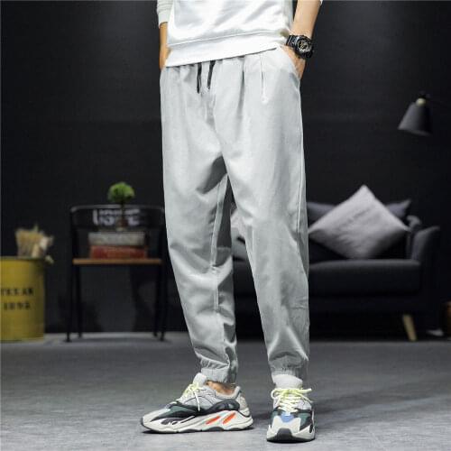 2PCS Loose Harem Pants Mens Jooggers White Autumn Cargo Ankle lenth Trousers Casual Men Baggy Sweatpants Track