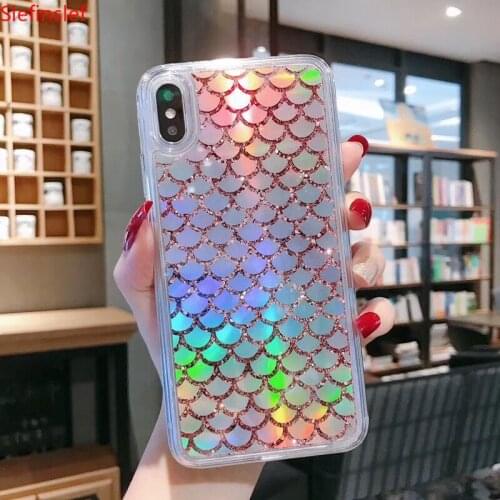Dynamic Quicksand Phone Case for iPhone 11 Pro 6S 7 8 Plus Laser Mermaid Fish Scales Glitter Shinny Cover for iPhone X XR XS Max