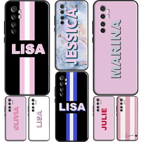 Personalised Dropshadow Text Name Funda For POCO X3 Pro F3 M3 Case For Xiaomi Mi 11 Ultra Mi Note 10 Lite 9T 10T Pro Cover