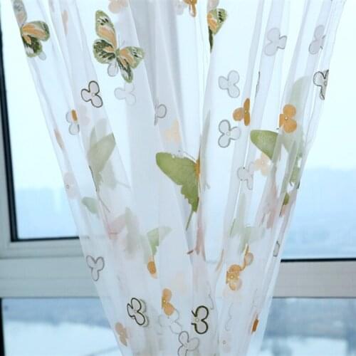 Colorful cheap curtains sale butterfly curtains Transparent Tulle curtains butterflies Children Room cortina persiana P174B