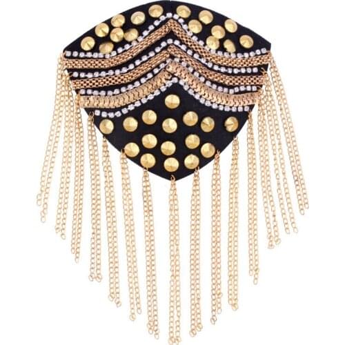 2 Pcs Personality Stage nightclub hosted banquet Epaulettes Suit Jewelry Nail Rhinestone Clothing Accessories tassel Epaulettes