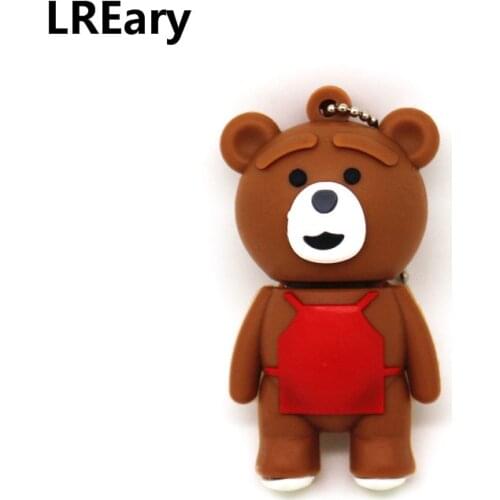 Cartoon cute ted bear usb flash drive Pen drive 4g 8g 16g 32g memory stick storage device metal chain usb 2.0