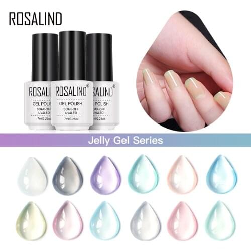2pcsROSALIND Gel 7ML Jelly Series Gel Nail Polish Design Manicure UV Gel Varnish For Nail Extension Primer Gel Lacquer Nail Art