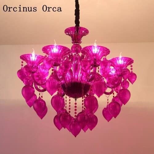 New European color leaf crystal chandelier living room dining room bedroom modern creative LED Glass Chandelier free shipping