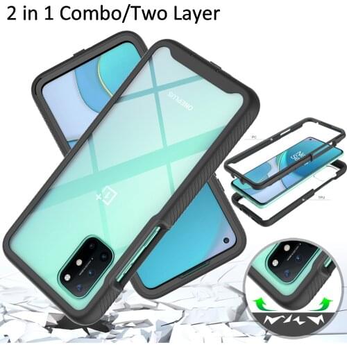 Combo Drop resistance Rugged Case For Oneplus 8T Defender Armor Shield Anti-Skid Crystal Clear Cover For 1+8T