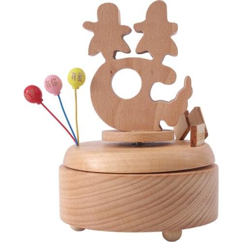 Creative New Beech Music Box Wooden Base Crafts Wedding Anniversary Birthday Christmas Valentines Day Gift Home Decoration
