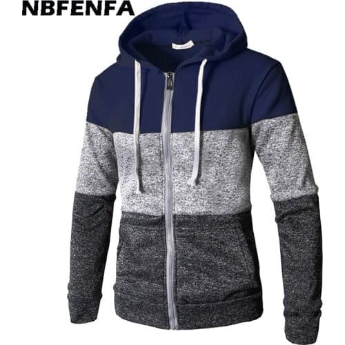 Mens Hoodie Jackets New Male Coat Cotton Casual Zipper Cardigan Fashion Sports Slim Patchwork Hooded Jacket Male Clothing LX051