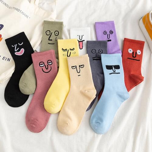 Instime Unisex Surprise Mid Women Socks Harajuku Colorful Funny Socks Women 100 Cotton 1 Pair Kawaii Size 35-42