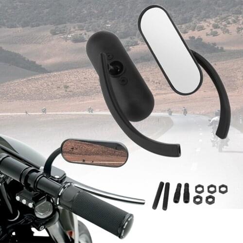 Motorcycle Mini Oval Rearview Mirrors 8mm 10mm Metal For Harley Dyna Softail Sportster XL Touring Road King Glide Fat Boy