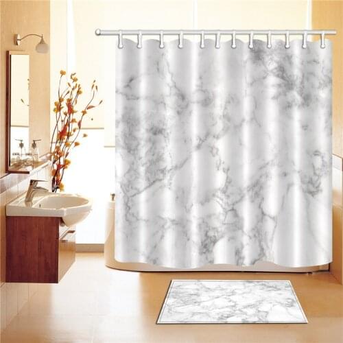 Marbling 3D Printed Shower Curtains Waterproof Polyester Fabric Bath Bathroom Curtain With Hooks