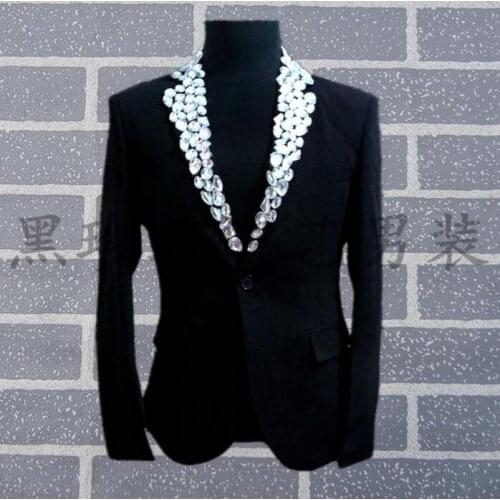 Men Suits ew-on Bead Designs Masculino Homme Terno Stage Costumes For Singers Men Sequin Blazer Dance Clothes Jacket Star Style