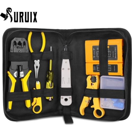 Network Repair Tool Kit, with Portable UTP Cable and Crimping Pliers, RJ45 RJ11 RJ12 CAT5 CAT5e Household Toolbox