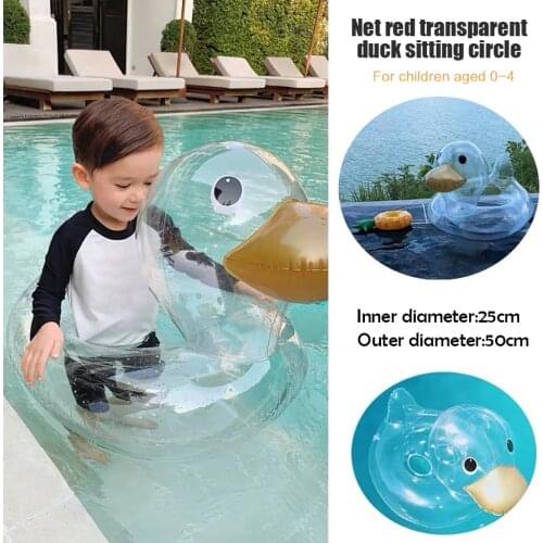 New Inflatable Swim Ring Cute Transparent Duck Swim Seat Ring for Infant Baby Kids Axillary Circle for Beginner 0-4Y/3-8 Y