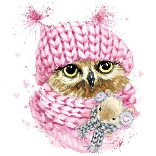 NEW Pink Owl Patches Heat Transfer Washable Stickers Diy Personalized Applique Easy Use Iron On Patches Eco-friendly Stickers