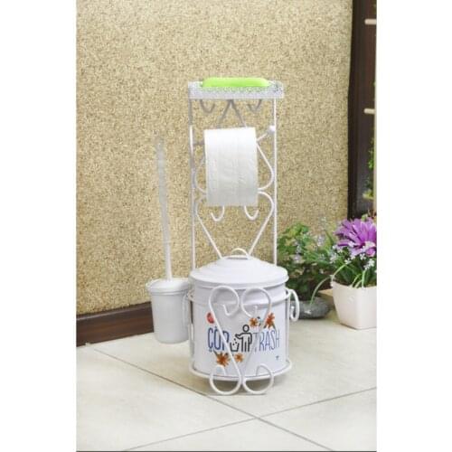 Garbage Bucket Elevator Telefon Shelf Wrought Iron Toilet paper holder And Brush Set