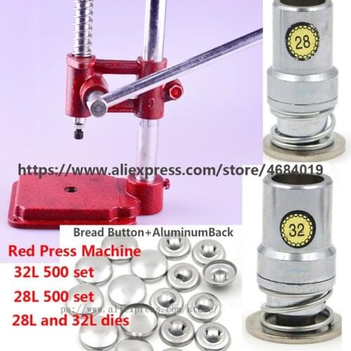 Press Fabric Covered Button Machine/Maker + 28L 32L Fabric Self Cover Button Dies Mold Tools +32L 28L 1000 Set flat Button