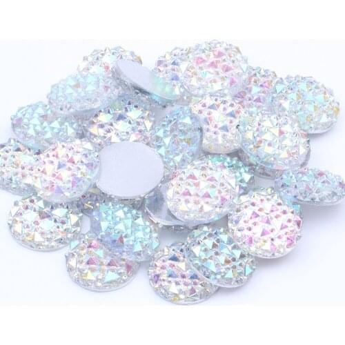 Crystal AB Round Shape 18/20/25/30mm Resin Flatback Rhinestone DIY Crafts Jewelry Making Wedding Garment Shoes Decorations