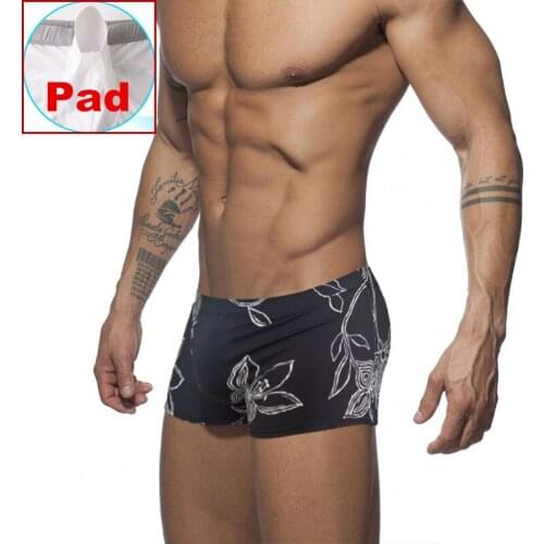 Pad Swimwear Men Briefs Boxer Mens Swimming Trunks Flower Print Beach Shorts Sports Suit Men Swimsuit Surfing Swim Underpants