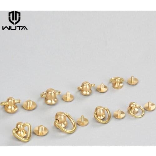 WUTA Brass Ball Chicago Stud Screw Rivets Nails Rotatable D Ring Wallet Chain Buckle Handle Connector DIY Leather Accessories