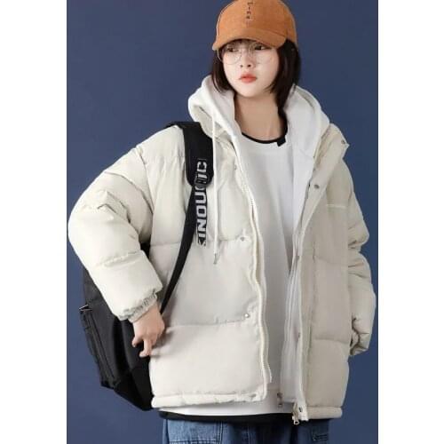 2021 New Winter Jacket Womens Clothing Solid Cotton Parka Hooded Thick Warm Down Padded Jacket Female Coats Loose Short Outwear