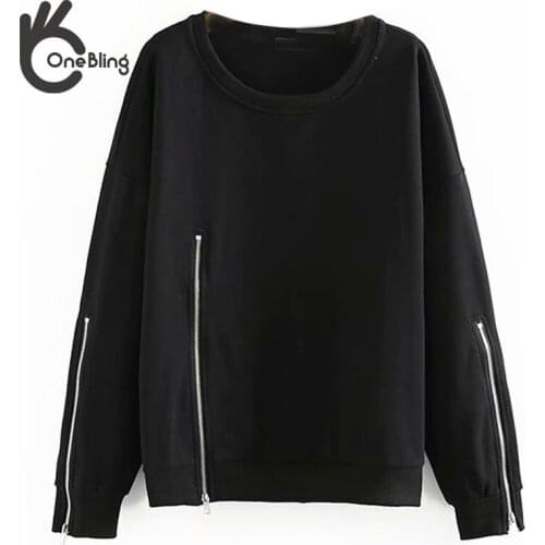 OneBling Za Woman 2021 Autumn Traf Winter Coat Tops Pullover Long Sleeve Top Loose Zipper Sweatshirt Hoodies Outwear Goth Pull