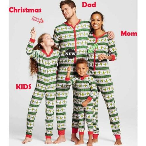 Winter Warm Family Matching Printing Xmas Pajamas Set Women Kid Adult PJs Sleepwear Nightwear
