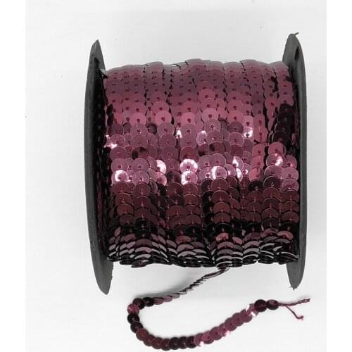 100Yards 6mm Round Sequins Trim, Sold per Packet of 1 Roll(100 Yards)-Dark Red Sequin Roll Deep Red Confetti Spangle