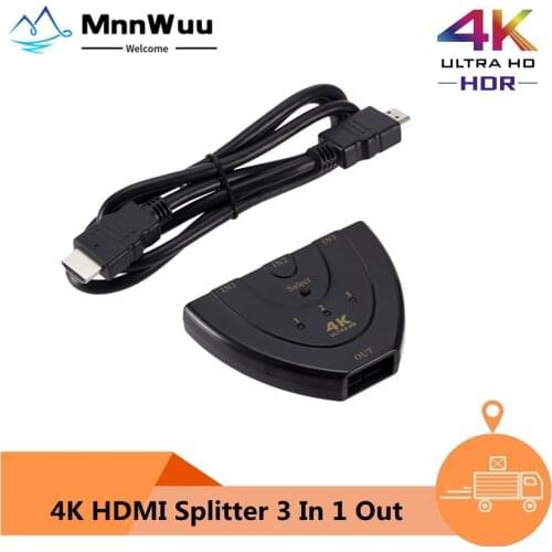 4K*2K 3D Mini 3 Port HDMI-compatible Switch 1.4b 4K Switcher Splitter 1080P 3 in 1 out Port Hub for DVD HDTV Xbox PS3 PS4