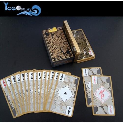 54PCS Phnom Penh Creative Transparent Poker Waterproof Quality 24K Gold Plastic playing cards Magic Party Card Game table games
