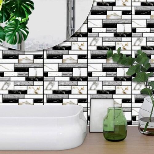 White Self Adhesive Brick Tiles 3D Kitchen Stickers Waterproof Wallpaper DIY Antifouling Stone Marble Wall Paper for Bathroom